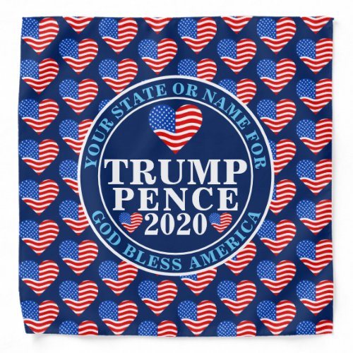 Trump Pence 2020 Hearts Pattern Commemorative Bandana