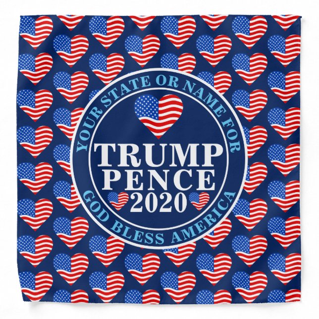 Trump Pence 2020 Hearts Pattern Commemorative Bandana (Front)