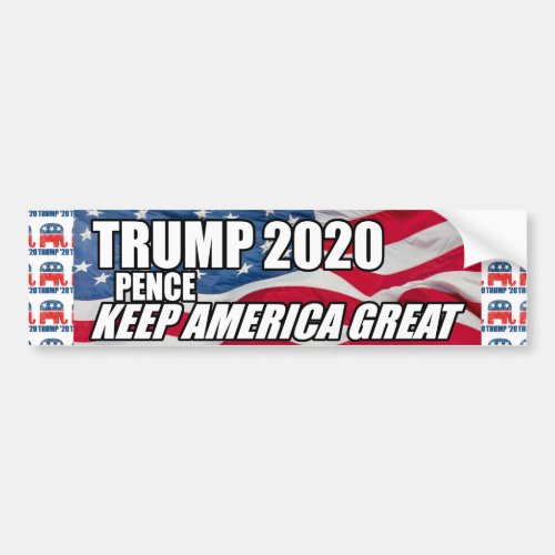Trump Pence 2020 Keep America Great US Flag Bumper Sticker