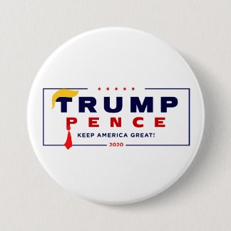 Trump Pence 2020 Red Tie Yellow Hair Button