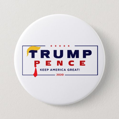 Trump Pence 2020 Red Tie Yellow Hair Button
