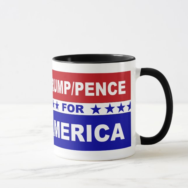 Trump Pence for America red white and blue Mug (Right)
