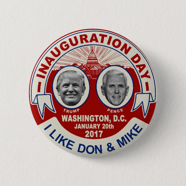 Trump Pence Retro Style Inauguration Day Souvenir Button (Front)