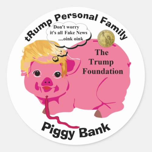 tRump Personal Family Piggy Bank Classic Round Sticker