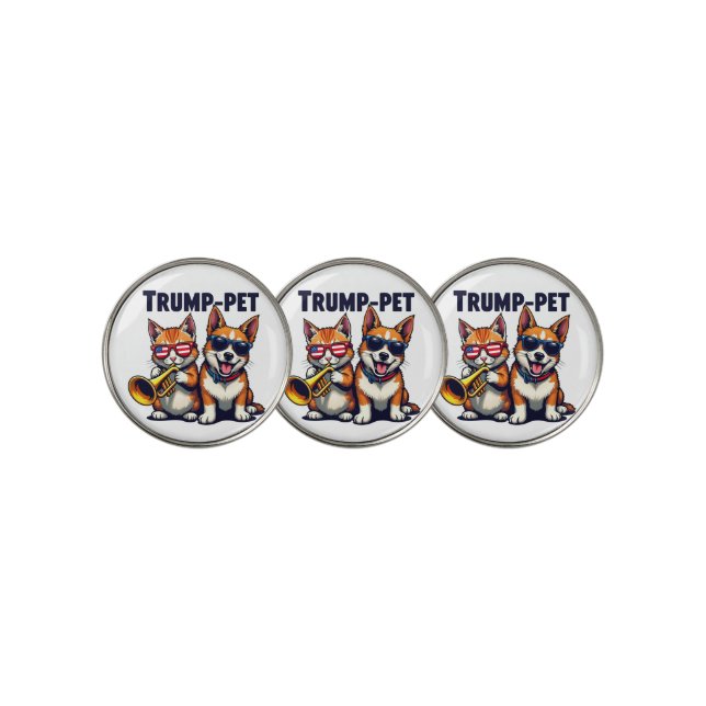 Trump pet Trump Make Our Pets Safe Again Trumpet Golf Ball Marker (3 Up)