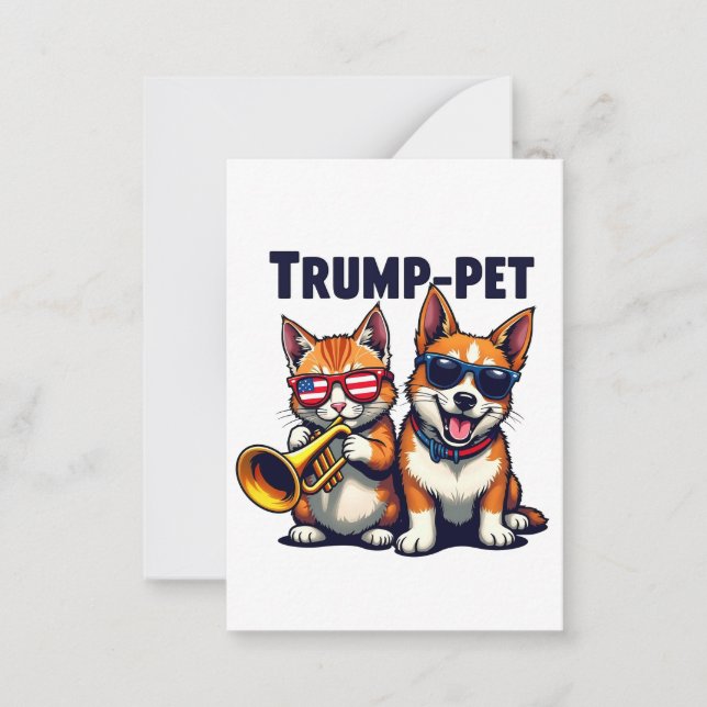 Trump pet Trump Make Our Pets Safe Again Trumpet Note Card (Front)