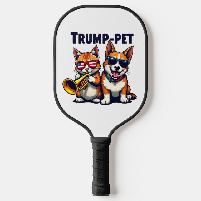 Trump pet Trump Make Our Pets Safe Again Trumpet Pickleball Paddle (Front)