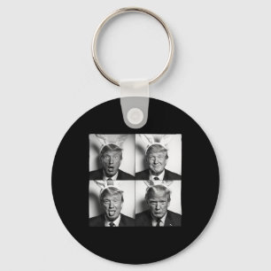 Trump Photobooth In Bunny Easter Ears Funny Usa Me Keychain