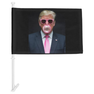 Trump Pink Bubble Gum President 47 USA Car Flag