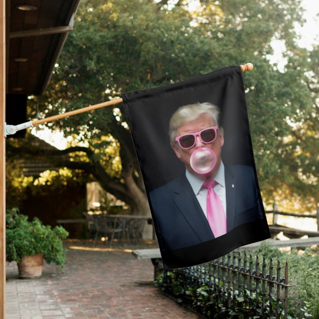 Trump Pink Bubble Gum President 47 USA House Flag (In SItu)