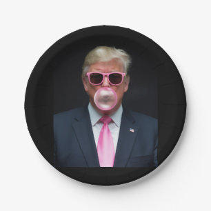 Trump Pink Bubble Gum President 47 USA Paper Plates