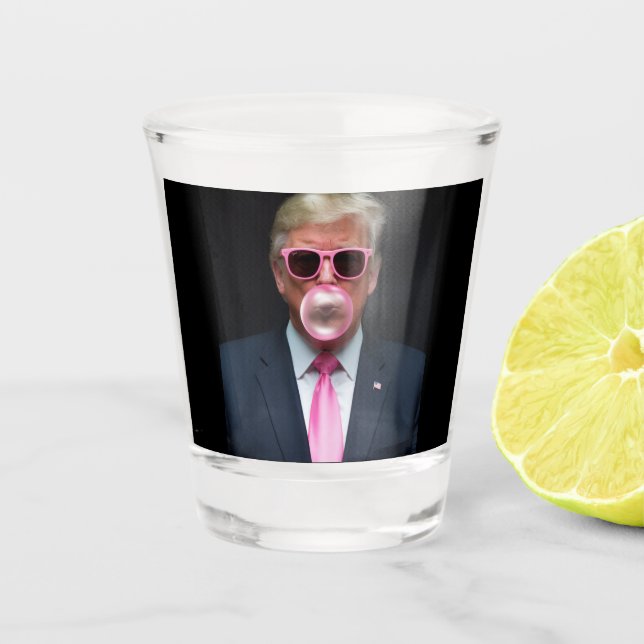 Trump Pink Bubble Gum President 47 USA Shot Glass (Front)