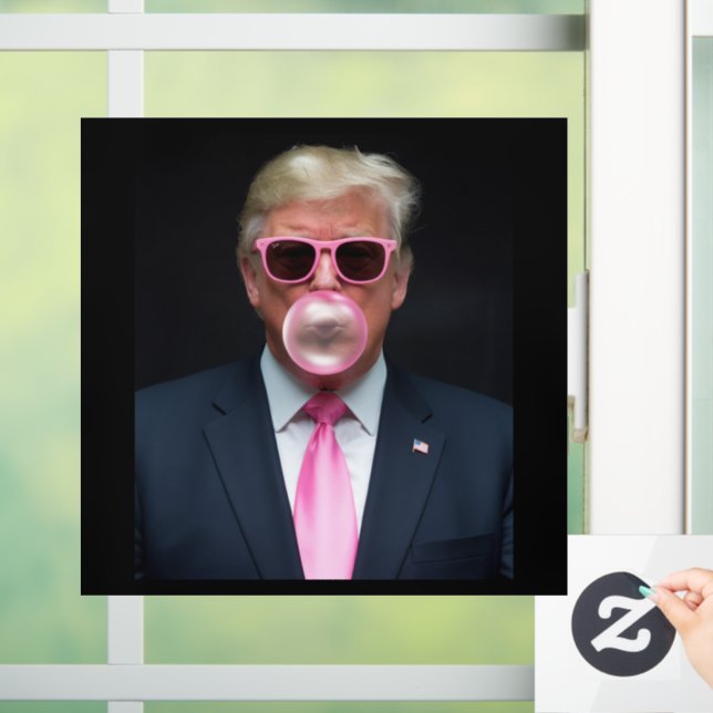 Trump Pink Bubble Gum President 47 USA Window Cling (Home)