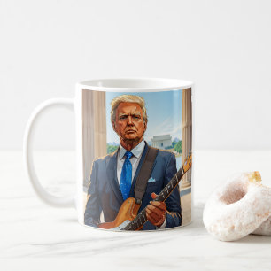 Trump Playing Electric Guitar Lincoln Monument Coffee Mug