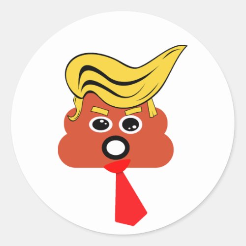 Trump_Poop Emoji Anti_Trump Political Opinion Classic Round Sticker