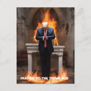 Trump Prays in a Church Postcard
