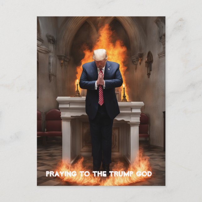 Trump Prays in a Church Postcard (Front)