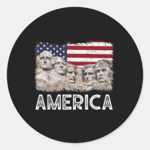 Trump President 45th Rushmore Mount American Flag Classic Round Sticker