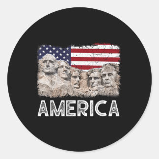 Trump President 45th Rushmore Mount American Flag Classic Round Sticker