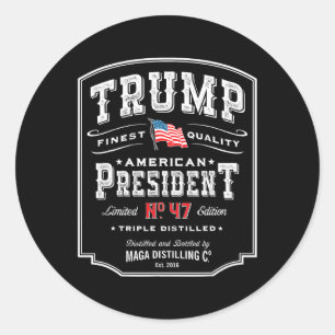 Trump President N 47 Vintage Whiskey Usa 1 Classic Round Sticker