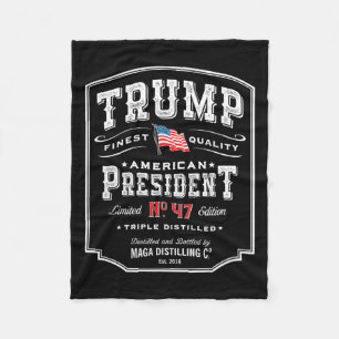 Trump President N 47 Vintage Whiskey Usa Fleece Blanket