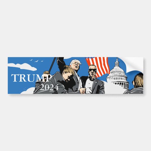 Trump President Shooting Illustration Bumper Sticker