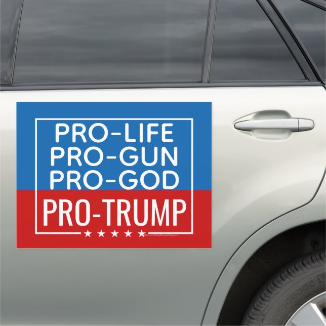 Trump Pro-Life Pro-Gun Pro-God Car Magnet (In Situ)