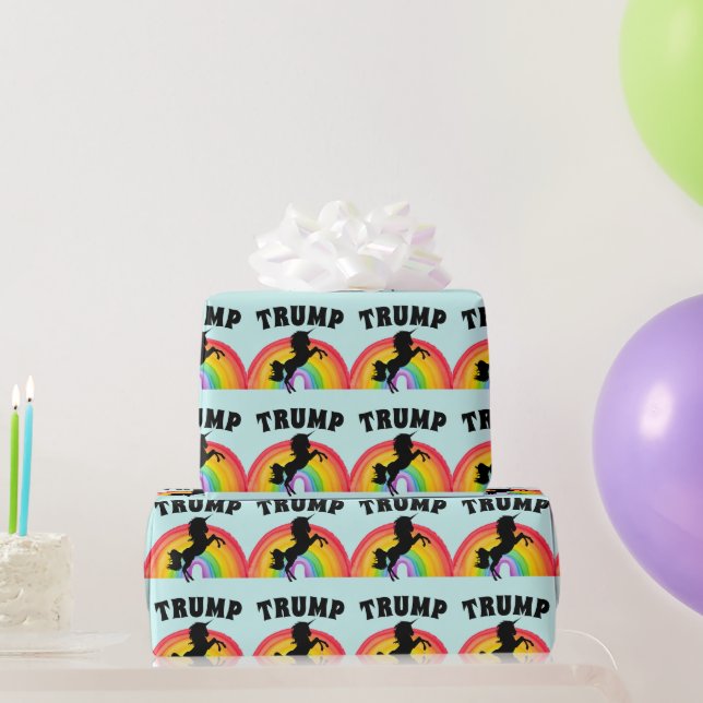 TRUMP RAINBOW UNICORN BIRTHDAY Wrapping Paper (Party Gifts)