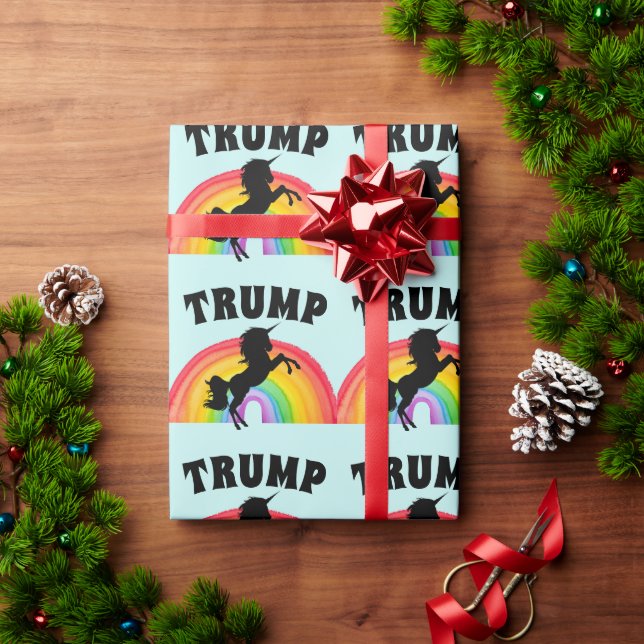 TRUMP RAINBOW UNICORN CHRISTMAS Wrapping Paper (Holiday Gift)