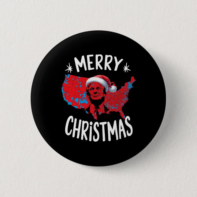 Trump Red Election Map Merry Christmas Trump Winne Button (Front)