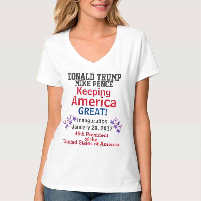 Trump Red White Blue EDIT NAMES DATE T-Shirt (Front)
