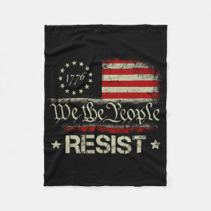 Trump Resist And Protest Distressed Us Flag Resist Fleece Blanket