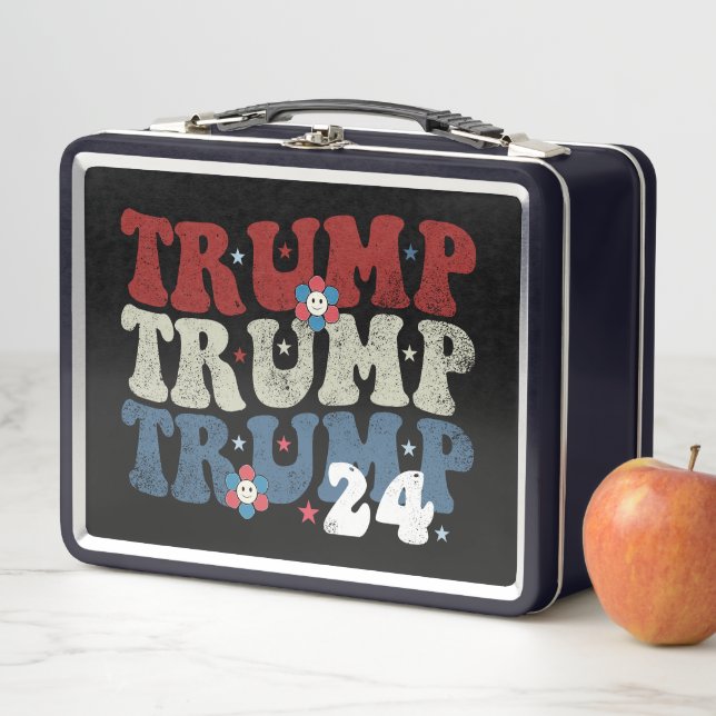 Trump Retro Groovy Flower 24 2024 Election Metal Lunch Box (In Situ)
