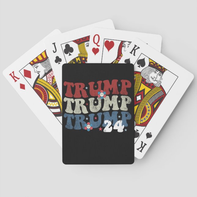Trump Retro Groovy Flower 24 2024 Election Poker Cards (Back)