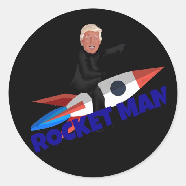Trump Rides a Rocket Classic Round Sticker (Front)