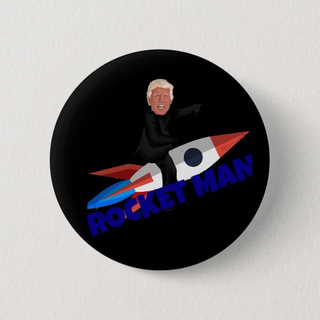 Trump Rides a Rocket Pinback Button (Front)