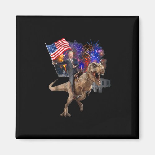 Trump Riding A Dinosaur T-rex Suppor Trump  Magnet