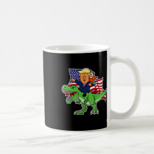 Trump Riding A Dinosaur Trex Funny Merica Patrioti Coffee Mug