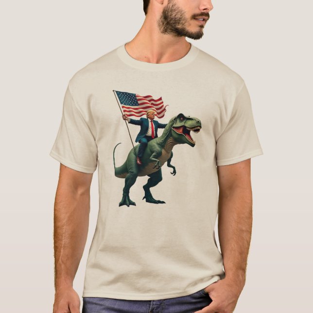 Trump Riding a T-Rex T-Shirt - Keep America Great  (Front)