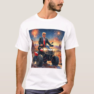 Trump riding ATV in Monument Valley Fireworks USA T-Shirt