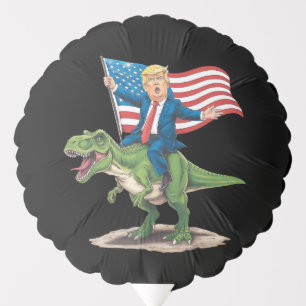 Trump Riding Dinosaur T Rex USA American Flag Balloon
