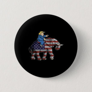 Trump Riding Elephant Republicans Shirt Gift  Button