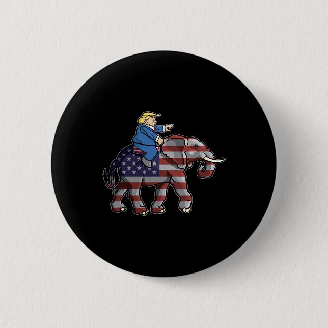 Trump Riding Elephant Republicans Shirt Gift  Button (Front)