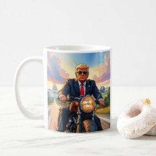 Trump Riding Motorcycle US Capitol Washington DC Coffee Mug