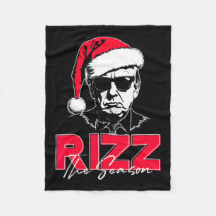 Trump Rizz The Season Christmas Funny Donald Trump Fleece Blanket