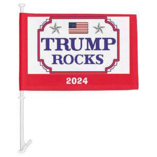 Trump Rocks Car Flag
