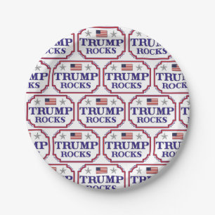 Trump Rocks Paper Plates