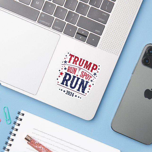 Trump Run Spot Run Funny Election Debate  Sticker (Laptop w/ iPhone)