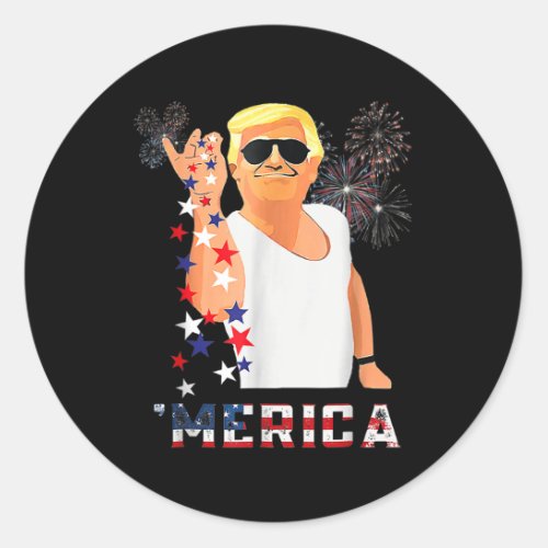 Trump Salt Merica Freedom 4th Of July Usa Flag 202 Classic Round Sticker