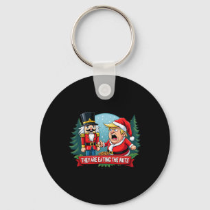 Trump Santa Claus With Nutcracker They Are Eating Keychain
